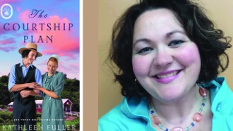 Photos of author Kathleen Fuller and her newest book cover, "The Courtship Plan"