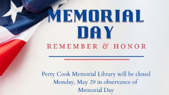 Announcement of Memorial Day closure for the library