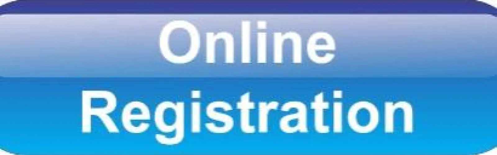 White text reading online registration on blue background